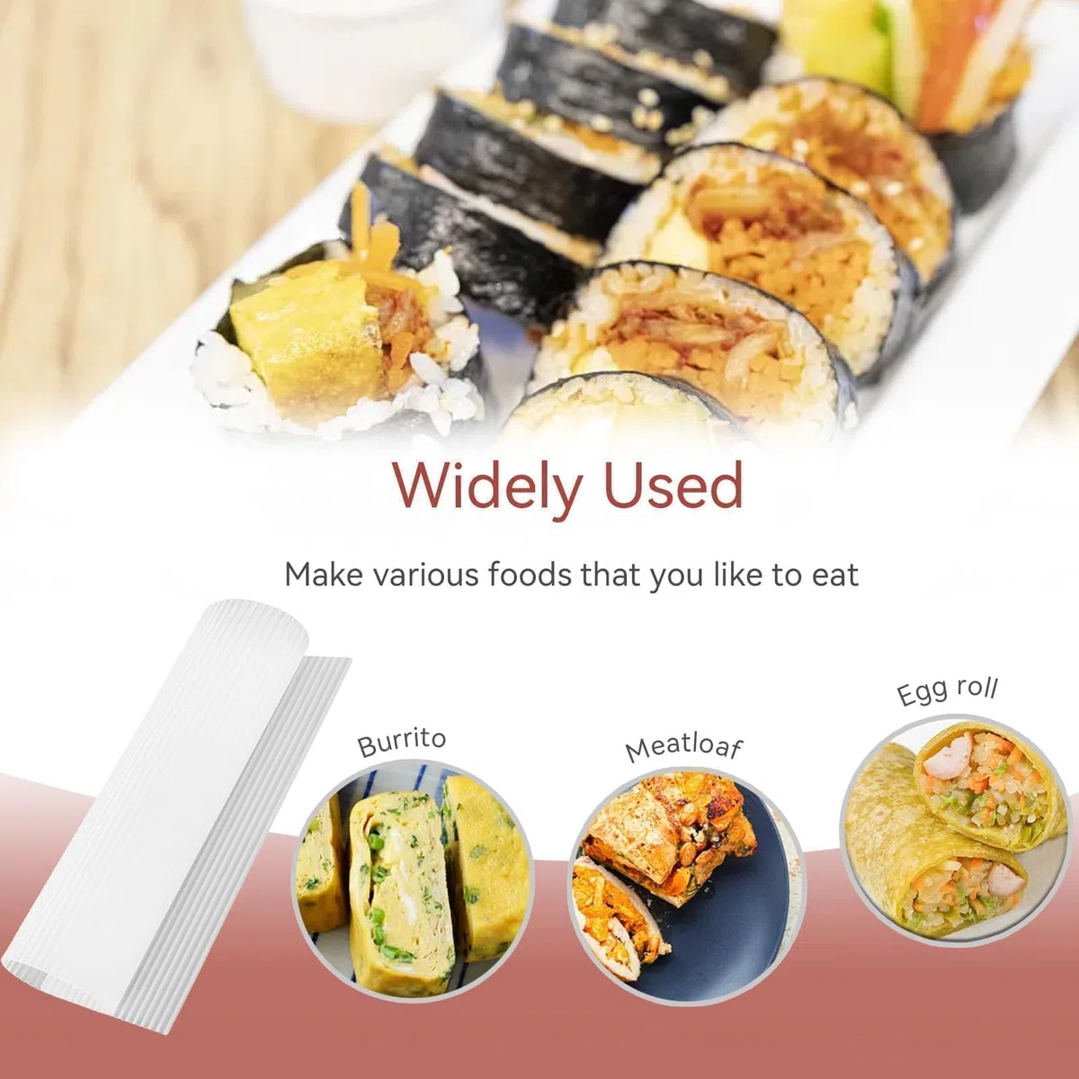 2 Piezas Sushi Roller Mat Silicona, Esterilla De Silicona para enrollar sushi Reutilizable Sushi Mat Esterilla Sushi Lavable Antiadherente Rolling Mat para Cocina Casera Esterilla Japonesa Para Sushi