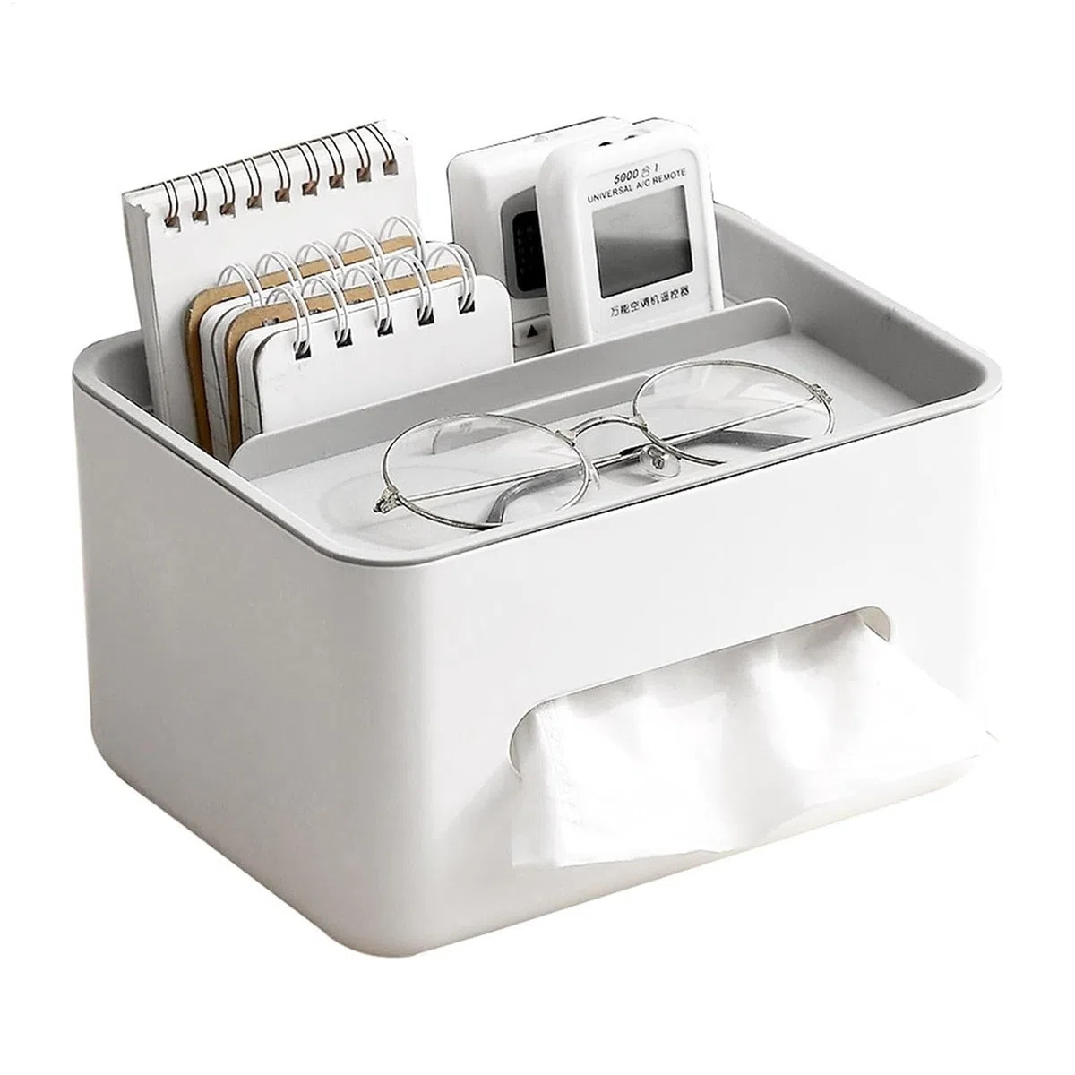 Caja de almacenamiento de tejidos, soporte para cajas de tela, caja organizadora rectangular, maletín de tela con soporte para teléfono móvil, dispensador de servilletas, organización del hogar para