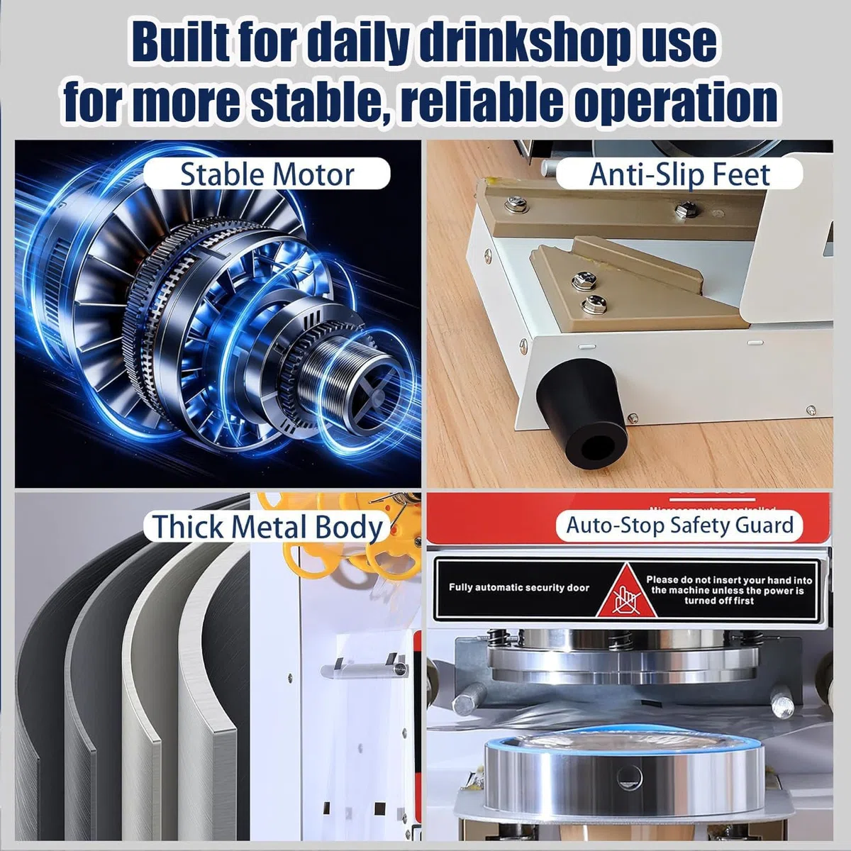 Selladora Eléctrica Comercial de Vasos, para Vasos de Papel PP/Pet, 350 W, 600-800 Vasos/Hora, Cafeterías y Tiendas de Té con Leche 110V-Black