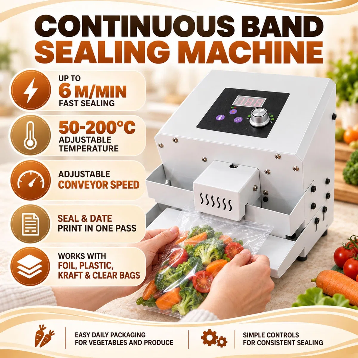 Máquina Selladora Automática, Selladora Térmica De Bolsas De Plástico