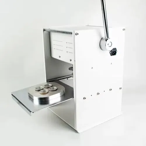 Sellador eléctrico de tazas para cápsulas de café y té, máquina de sellado automático, diseño eficiente de 2 agujeros para uso comercial, ideal para eficiencia de envasado de alimentos