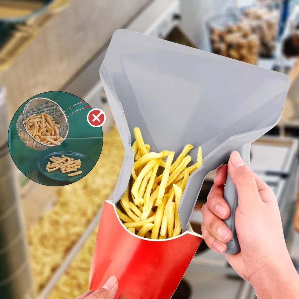 Pala para Patatas Fritas y Palomitas de Plástico 23.5x20.6cm | Cuchara Embudo de Plástico con Mango Derecho Antideslizante para Embalar Bocadillos y Dulces