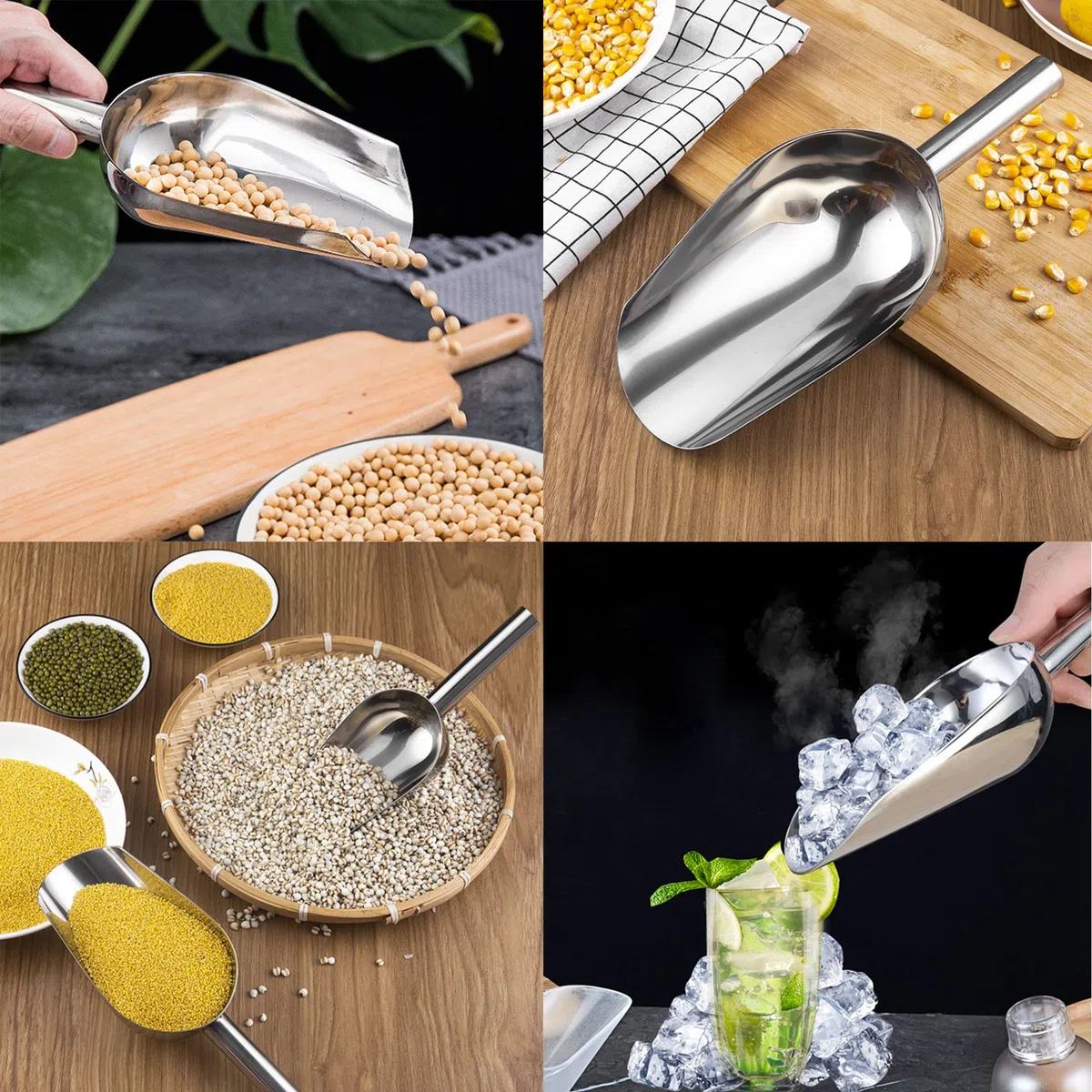 Pala Harina 2 Piezas Pala Hielo Alimentos Cuchara Hielo Grano Pala Hielo De Acero Inoxidable Pala De Hielo Cocina y Bar Cocina Multifunción Para Hielo Cereales Harina Azúcar Café