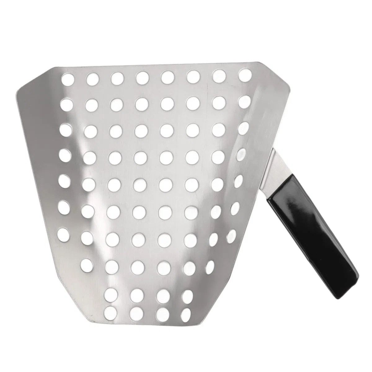 Cuchara para palomitas de maíz, cuchara para papas fritas de acero inoxidable con un solo mango con agujeros, herramienta de fácil llenado para bolsas y cajas, cuchara para embolsar embudo para servir