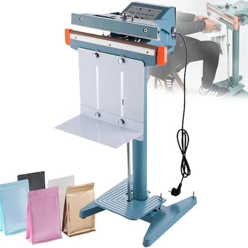Selladora Industrial de impulsos con Pedal y Cortador Integrado para Sellado de Bolsas de plástico, Ideal para soluciones de Embalaje Comercial, 800 mm, Calentamiento único,800mm-Singleheating