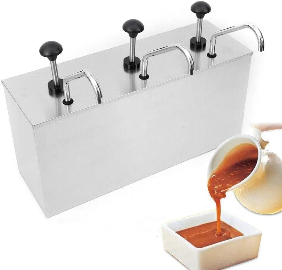 3 dispensadores de salsa de acero inoxidable de 4 L – Juego de bomba dispensadora de salsa, ketchup, mayonesa, mostaza