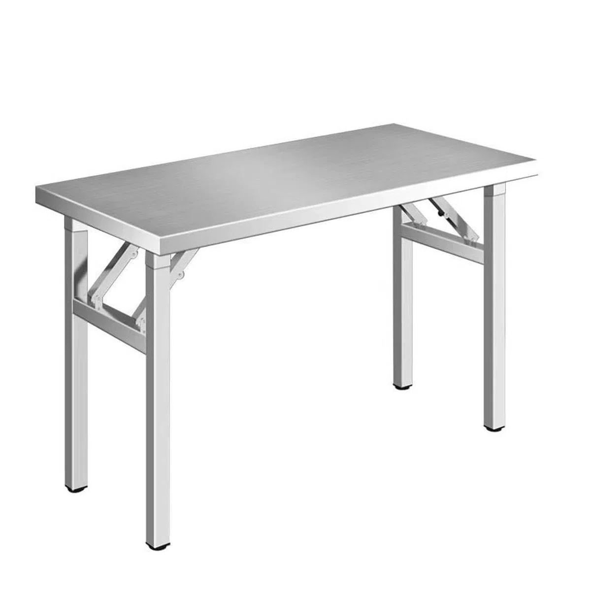 Mesa plegable de acero inoxidable, Mesa de trabajo de acero inoxidable, Mesa de cocina, Mesa de barbacoa, Mesa de metal al aire libre con sistema de resorte, Mesa de acero inoxidable,100x60x75cm