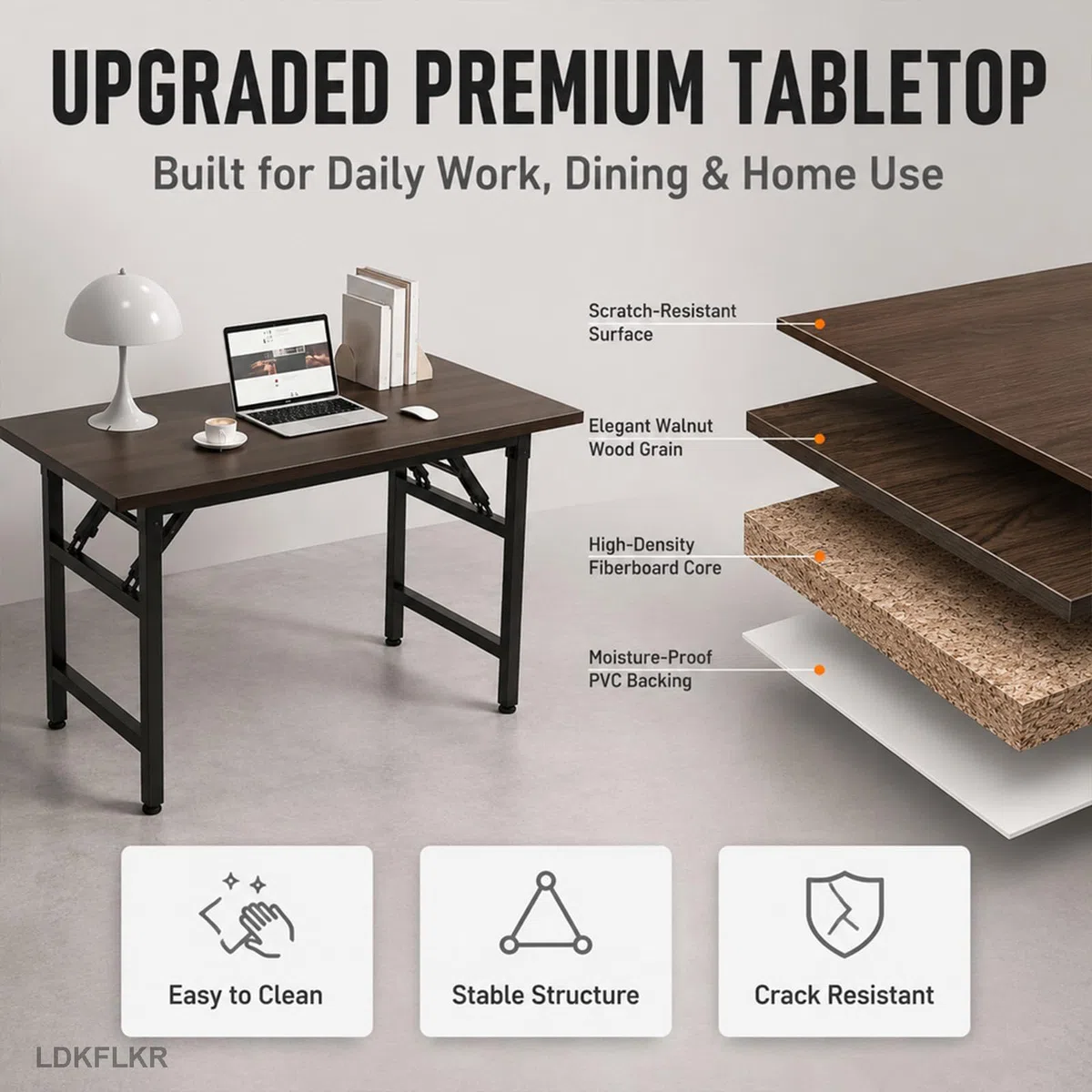 Escritorio Plegable, Mesa de Ordenador Plegable (Blanca, 2 Niveles, 99,4 x 50 x 75 cm)