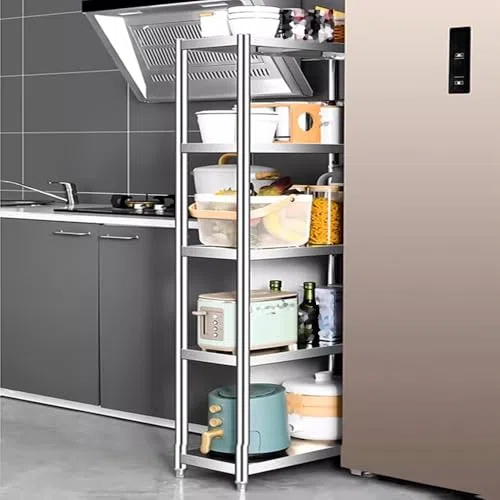 Mesa de trabajo de acero inoxidable 304 con borde estrecho, duradera, para cocina y restaurante, espacio lateral, 30 x 20 x 80 cm, resistente, fácil de limpiar, uso comercial