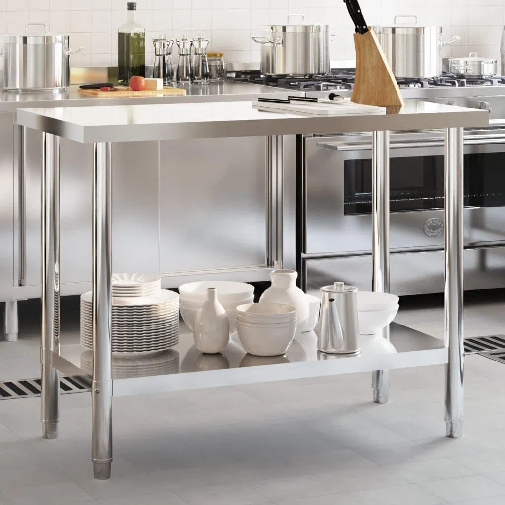 vidaXL Mesa de Trabajo de Cocina Acero Inoxidable 110x55x85 cm