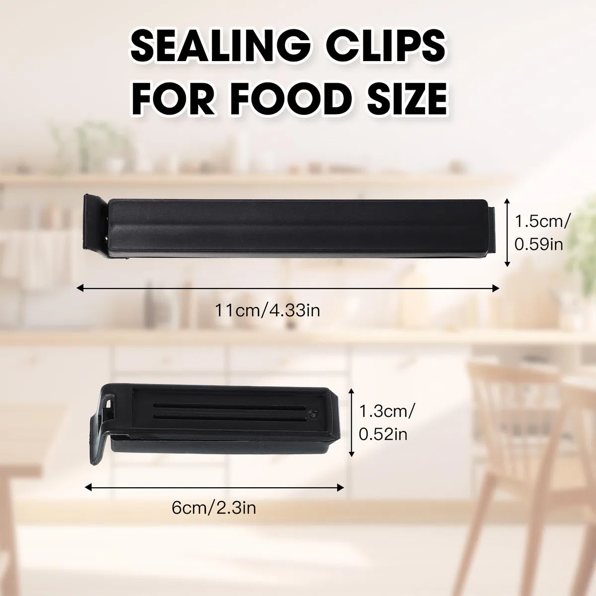 30 piezas de clip de sellado negro, 6/11 cm pinza cierre bolsa de alimentos, clip de cierre de cocina reutilizable de plástico para embalaje de cocina, caramelos aperitivos