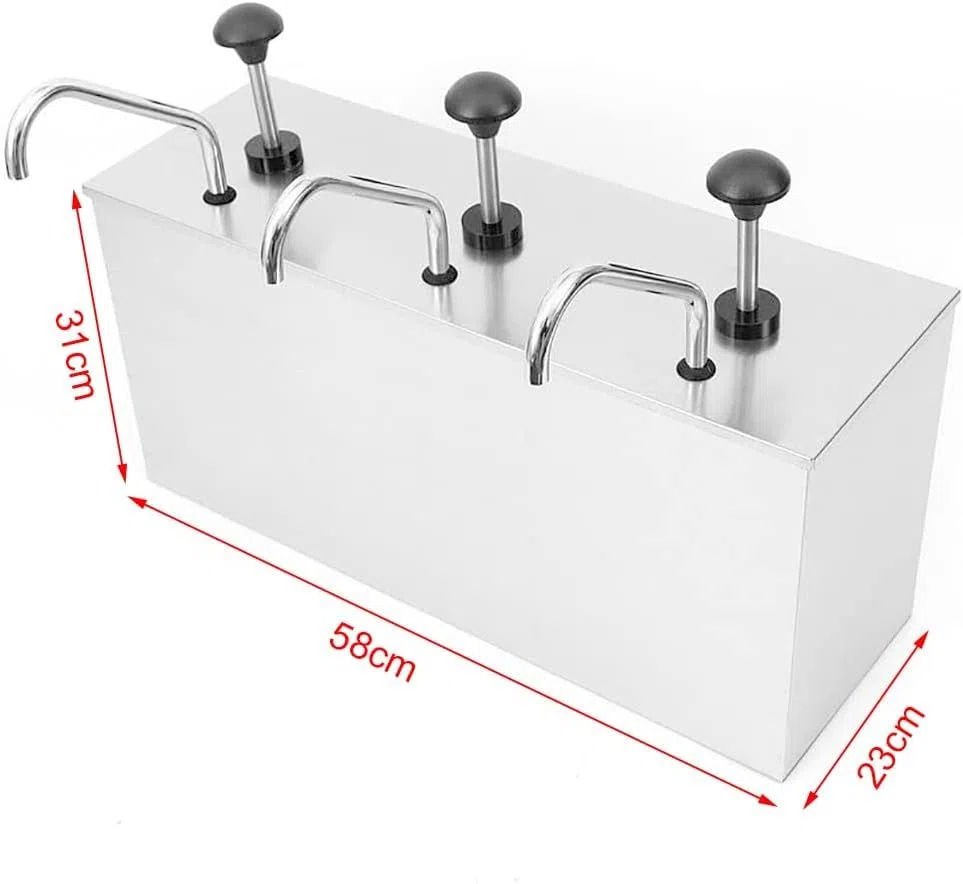 3 dispensadores de salsa de acero inoxidable de 4 L – Juego de bomba dispensadora de salsa, ketchup, mayonesa, mostaza