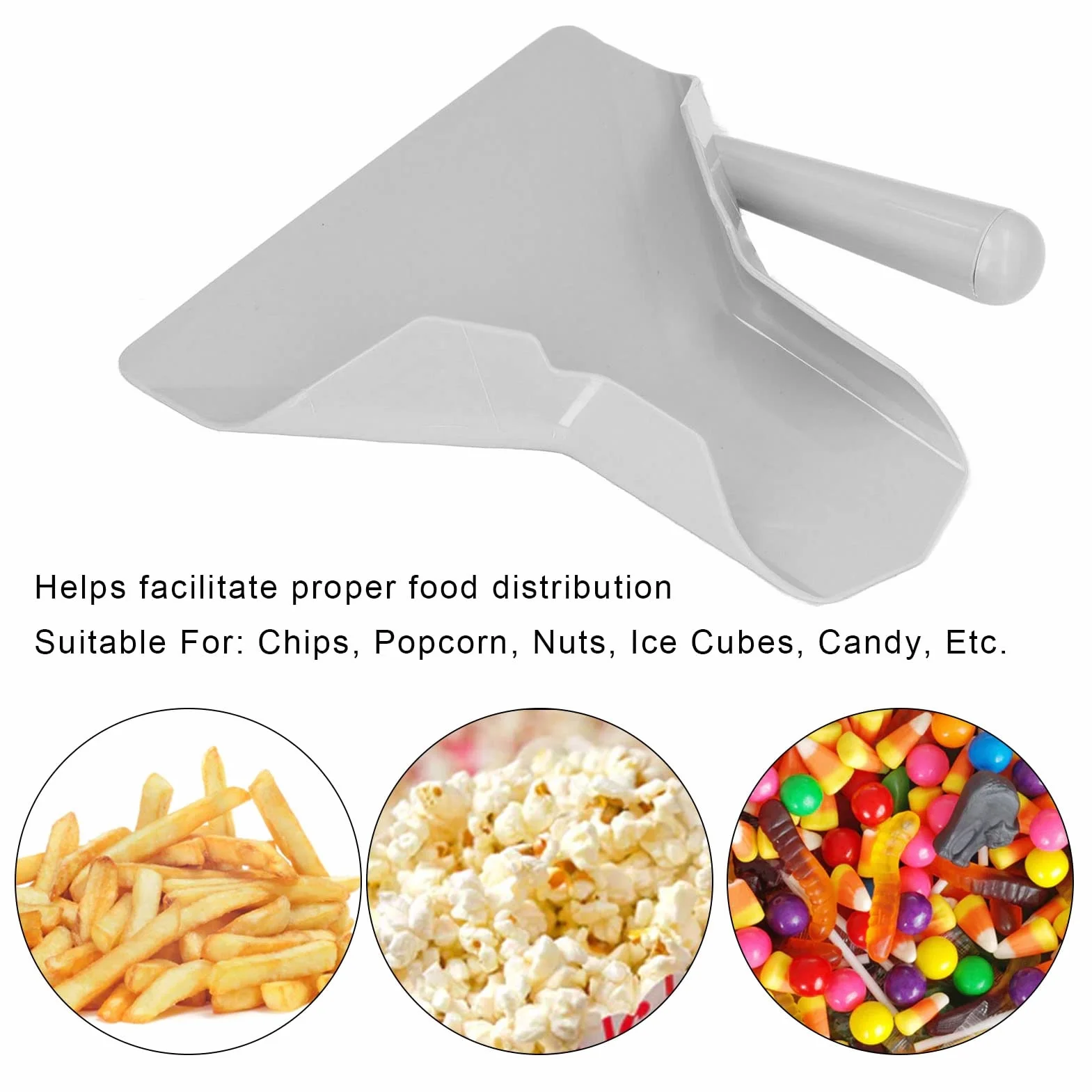 Pala para Patatas Fritas, Pala para Palomitas de Maíz, Espátula Antideslizante para Patatas Fritas, Cuchara para Patatas Fritas para Cubitos de Hielo, Dulces, Utensilios de Cocina
