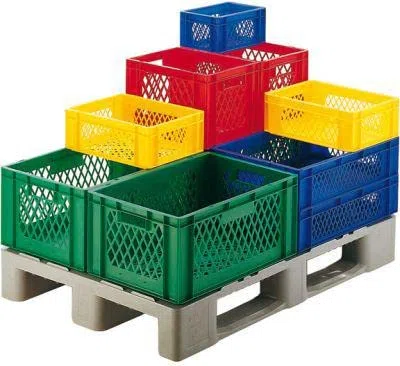 Caja de transporte apilable, 400 x 300 x 120 mm, color verde.