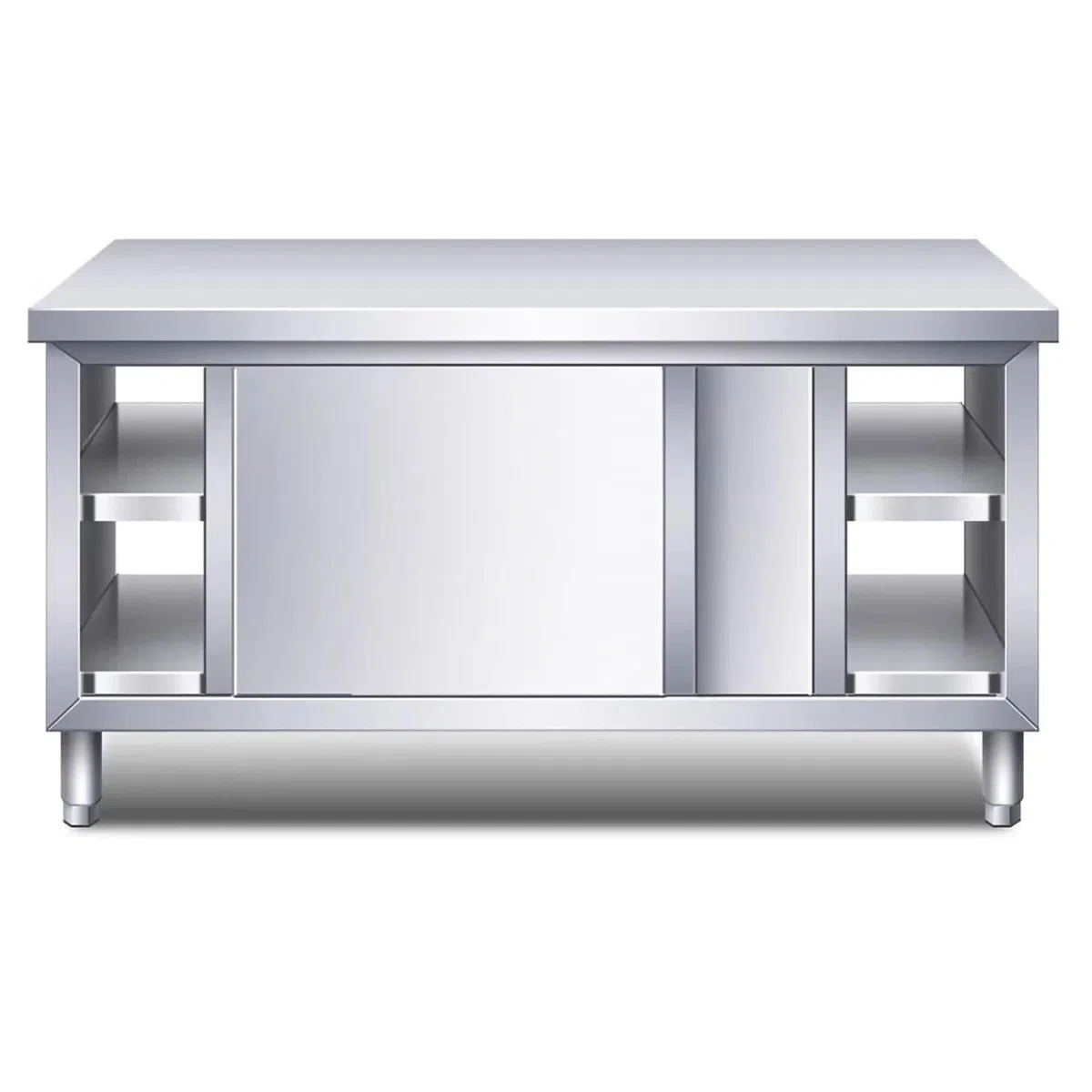 Mesa de preparación de Acero Inoxidable con Puertas corredizas - Banco de trabajcinas comerciales y Uso doméstico - Ideal para restaurantes, hoteles y soluciones de Almacenamiento en garajes