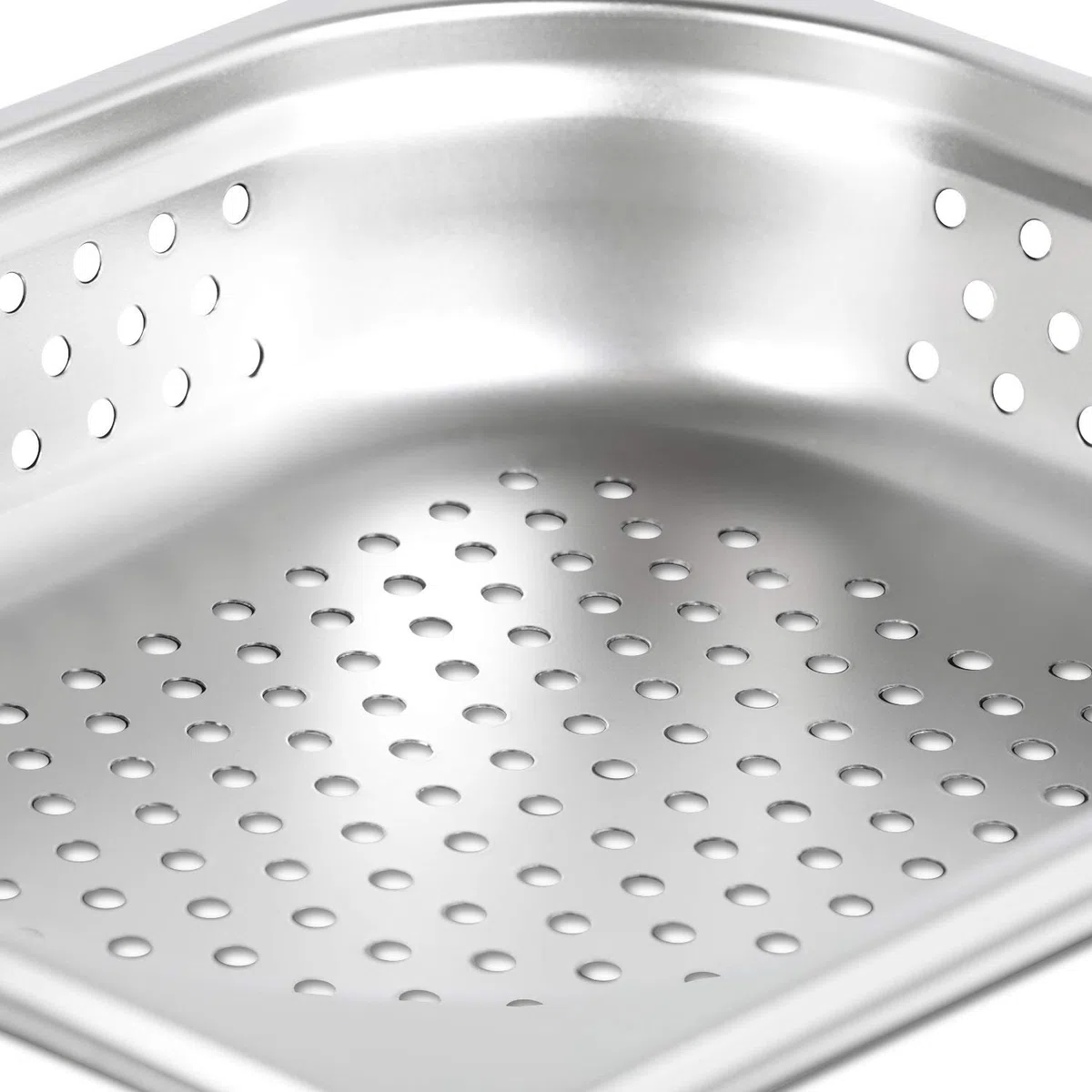 Recipiente GN 1/2 65 mm con perforaciones de 6 mm, de acero inoxidable - Dimensiones: 325 x 265 x 65 mm – ideal para cocinar con Chafing Dish o Bain Marie (0,6 mm de grosor)