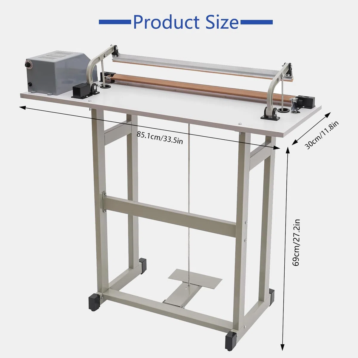 Máquina de sellado térmico portátil con mesa de trabajo ajustable, sellador y cortador de bolsas de plástico 2 en 1 para uso industrial y comercial