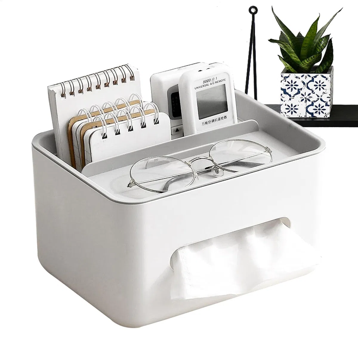 Caja de almacenamiento de tejidos, soporte para cajas de tela, caja organizadora rectangular, maletín de tela con soporte para teléfono móvil, dispensador de servilletas, organización del hogar para