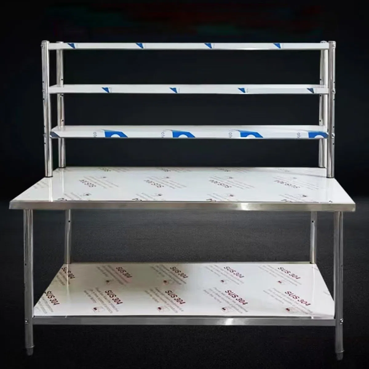 Mesa de Trabajo para Restaurante, estantería de Acero Inoxidable de 3 Niveles con Amplia Mesa de Trabajo para preparación de Alimentos en cocinas y lavanderías, mesas de Servicio de 0,6 mm d