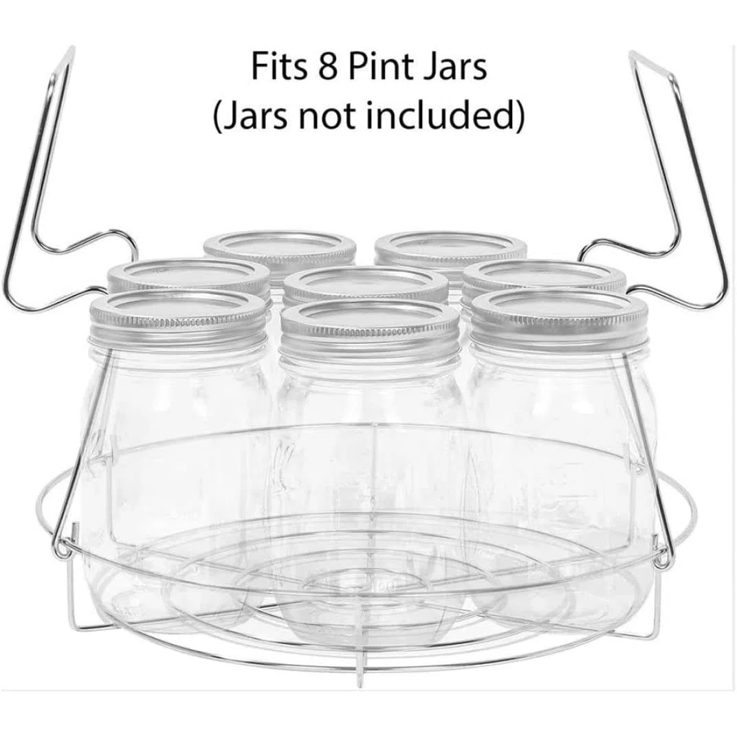 Kit de conservas, estante para tarros de conservas de acero inoxidable con asas largas, estante universal para tarros de boca regular y boca ancha, conservación del hogar