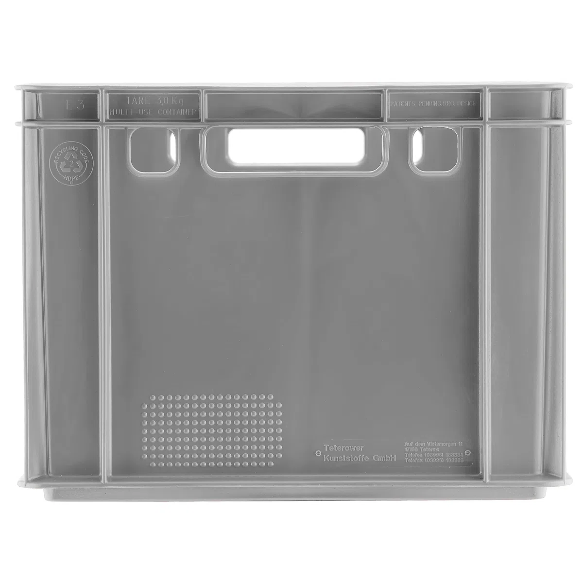 BURI Caja para carne, E3, gris, 60 x 40 x 30 cm, alta de Alemania, apta para alimentos, robusta, apilable