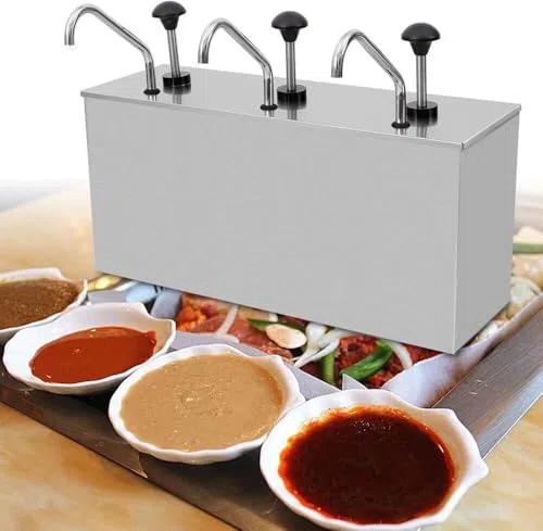 3 dispensadores de salsa de acero inoxidable de 4 L – Juego de bomba dispensadora de salsa, ketchup, mayonesa, mostaza