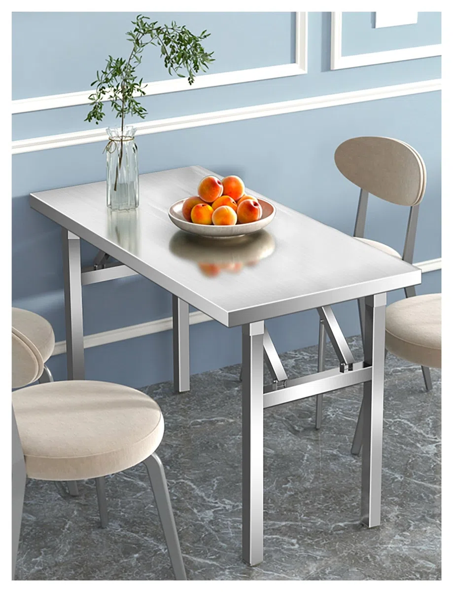 Mesa plegable de acero inoxidable resistente portátil para cocina comercial (80 x 40 x 55 cm) para restaurante, catering, eventos al aire libre, estación de preparación duradera