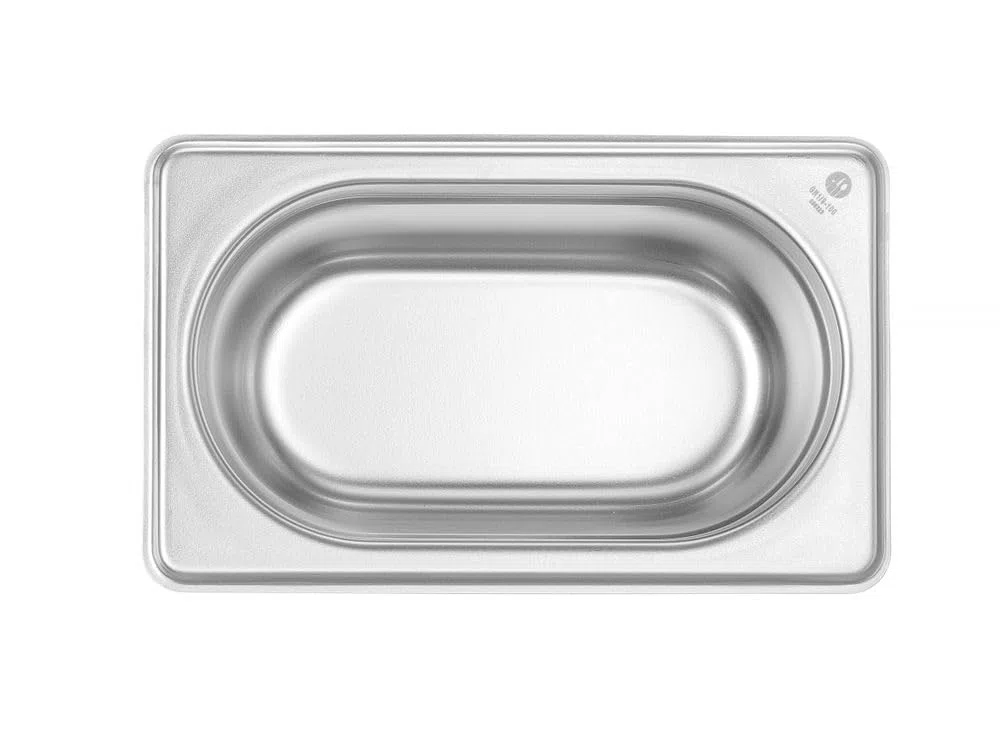 HENDI Recipiente Gastronorm GN 1/9, Budget Line, resistencia térmica -40 °C a 250 °C, apto para horno y baño maría, 1L, 176x108x(H) 100mm, acero inoxidable