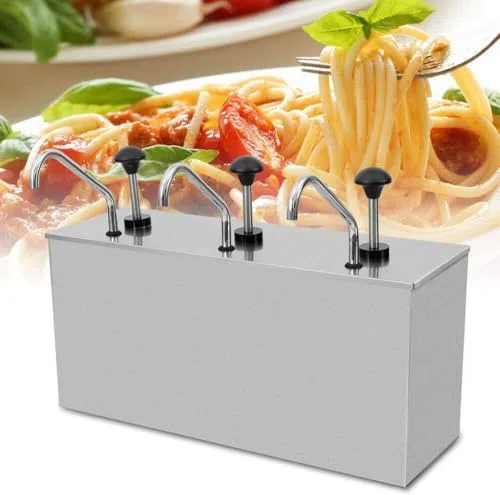 3 dispensadores de salsa de acero inoxidable de 4 L – Juego de bomba dispensadora de salsa, ketchup, mayonesa, mostaza