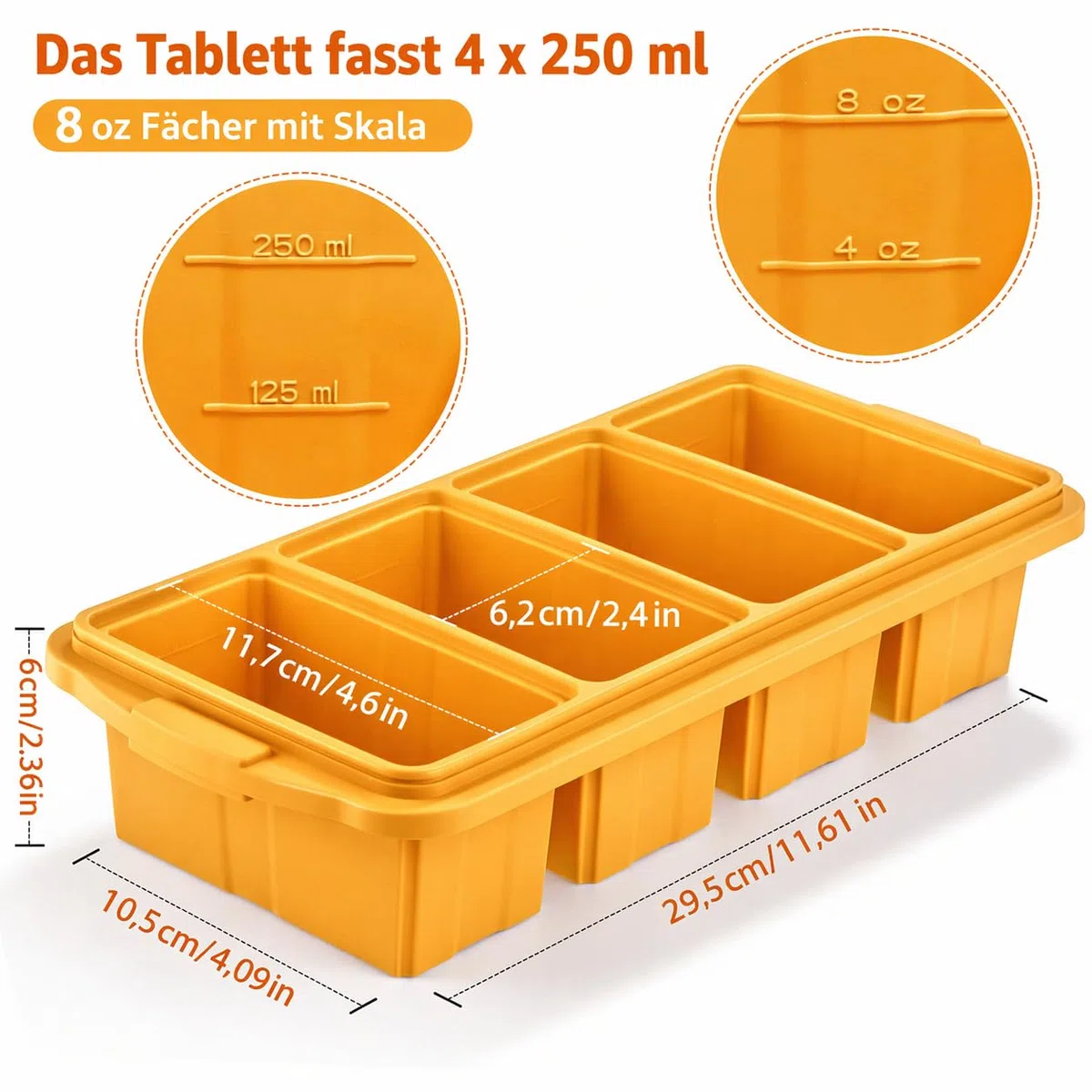 Souper Cube - Molde de silicona para congelación con tapa, sin BPA, apilable, ideal para sopa, caldo, cazuelas y preparación de alimentos (gris azulado)
