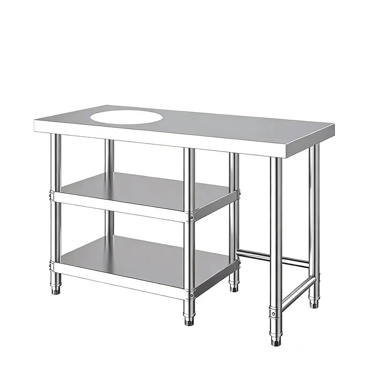 Mesa de preparación de cocina de acero inoxidable resistente ajustable para restaurante, estación de trabajo de alta capacidad de carga, encimera de 140 x 60 x 80 cm, ideal para uso doméstico y