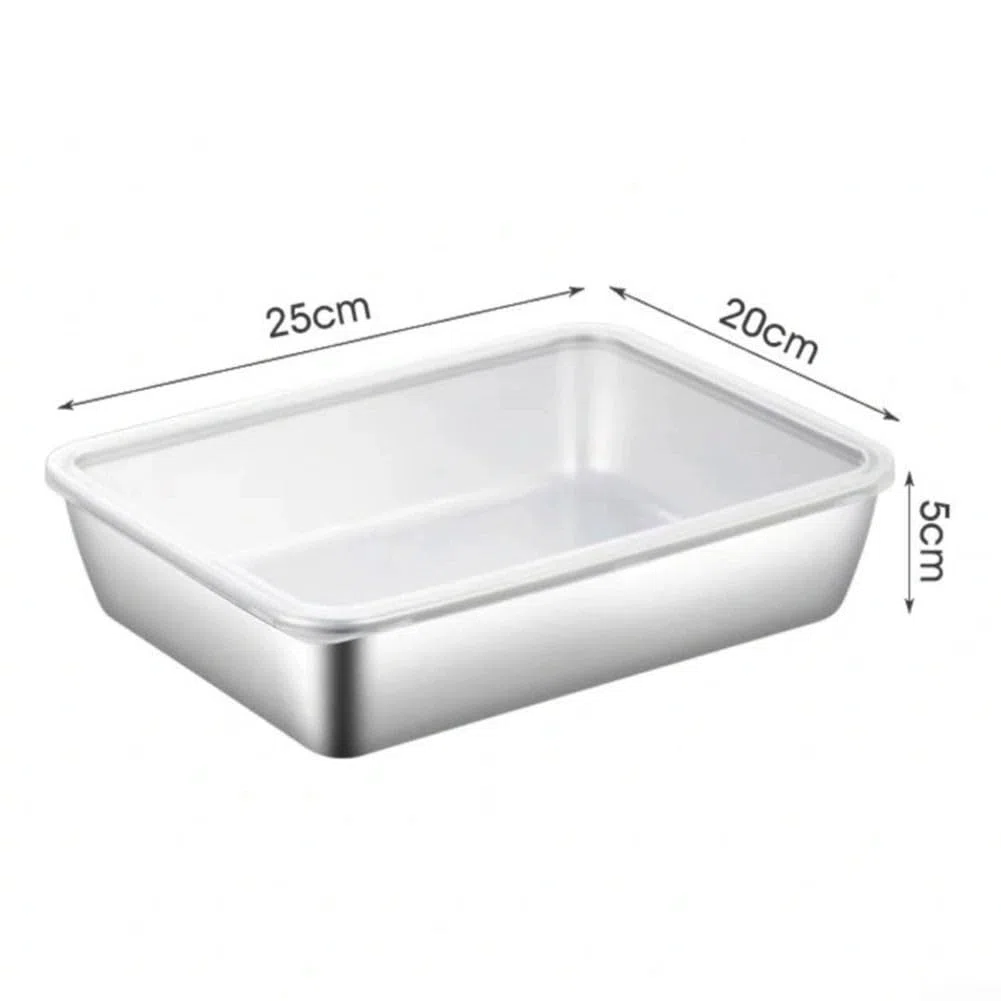 Whychstore Bandejas de almacenamiento de alimentos de acero inoxidable, caja de conservación de alimentos para cocinas familiares, hoteles, restaurantes y otros establecimientos de alimentos (B)