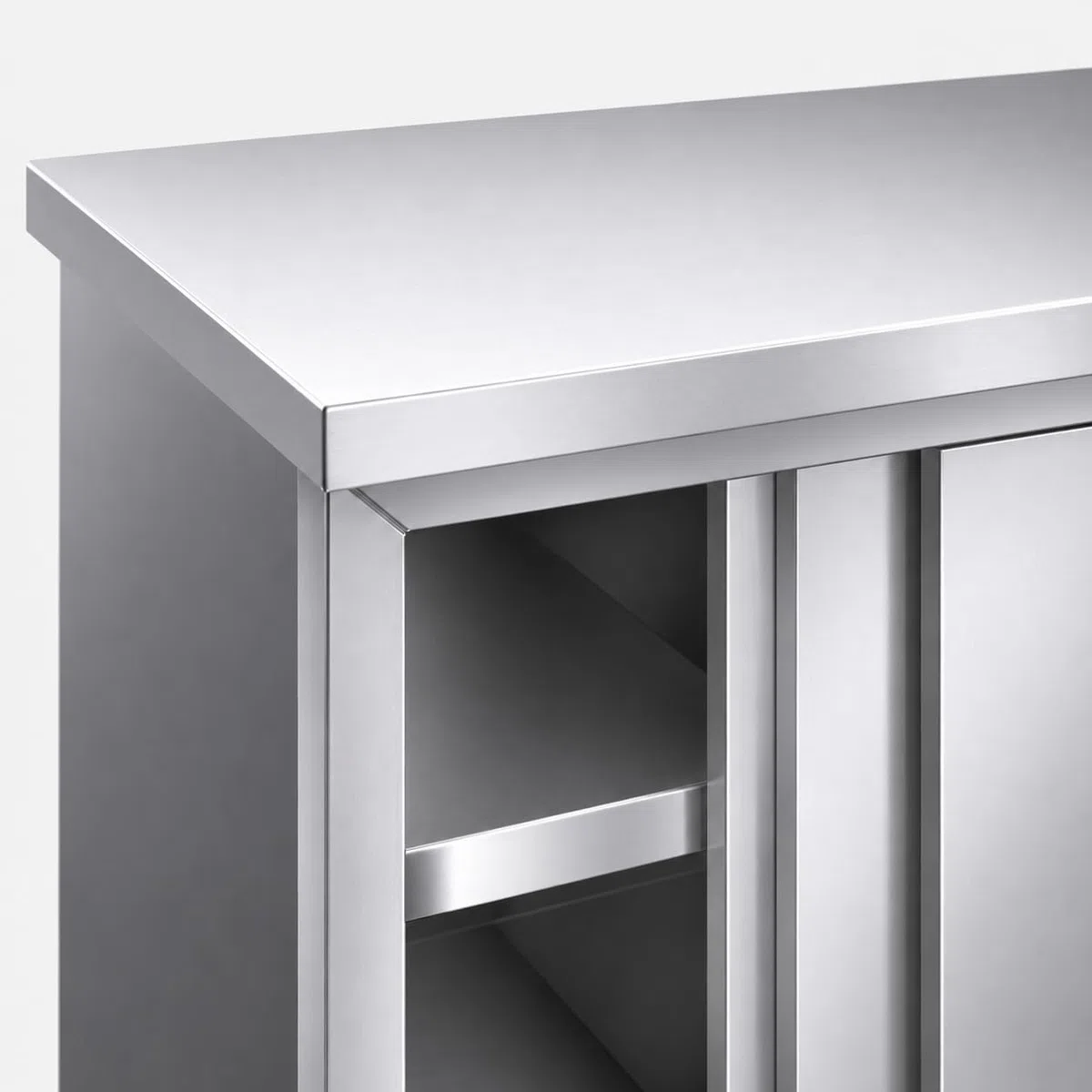 Mesa de trabajo de acero inoxidable con puertas correderas, 80 x 50 x 80 cm