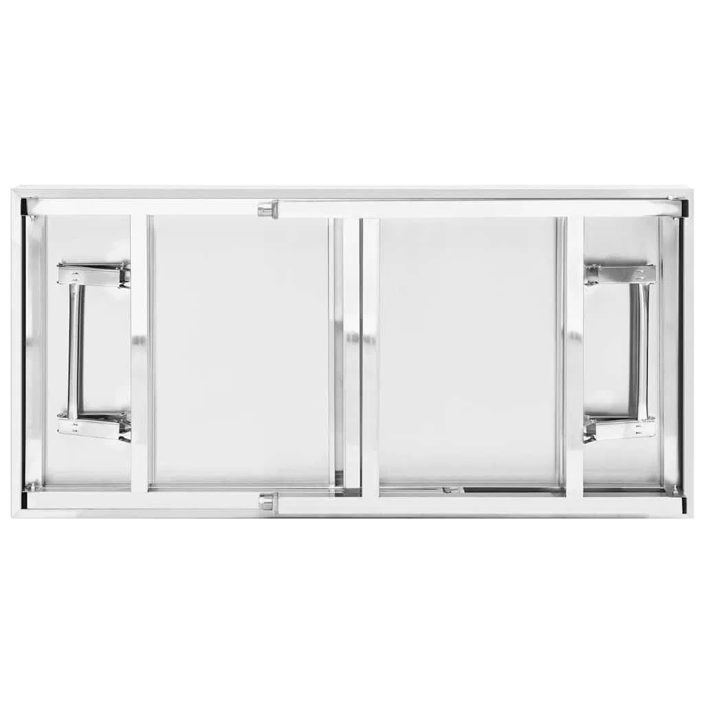 Mesa de trabajo plegable de acero inoxidable con estante 120 x 60 x 115 cm