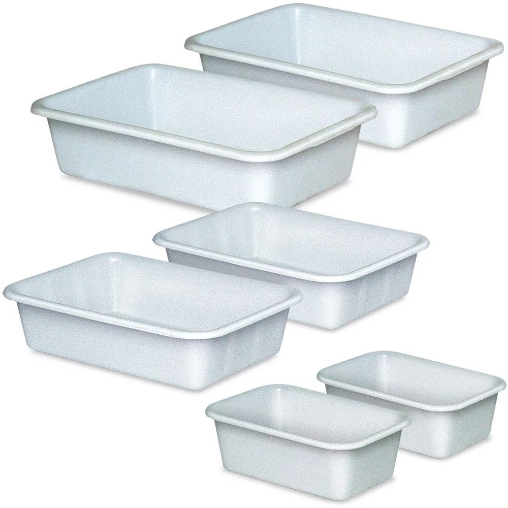 Juego de 6 recipientes de plástico, aptos para alimentos, 2 x 12 L, 2 x 25 L, 2 x 40 litros