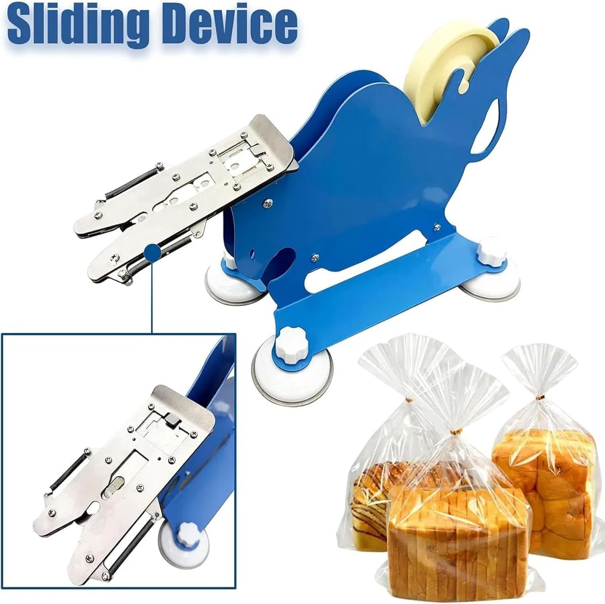 Selladora manual de acero inoxidable para bolsas de pan, galletas y dulces. Selladora de alimentos duradera para la cocina.