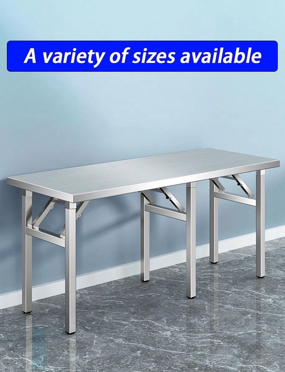 Mesa plegable de acero inoxidable resistente portátil para cocina comercial (80 x 40 x 55 cm) para restaurante, catering, eventos al aire libre, estación de preparación duradera