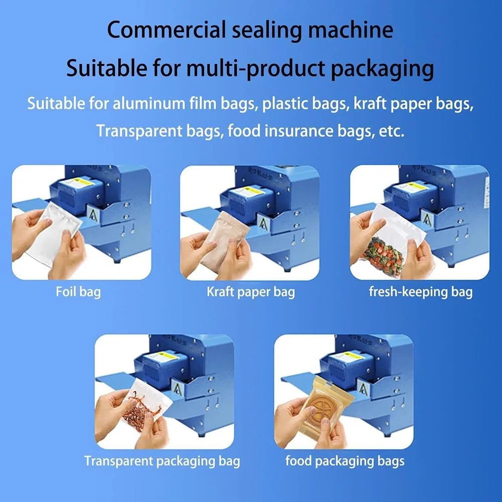 Sellador automático de bolsas de plástico, máquina de sellado térmico continuo de 300 W, sellador de banda industrial de 5 m/min para embalaje de alimentos