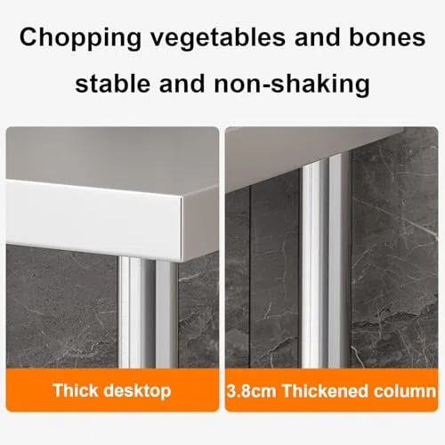 Mesa de Trabajo de Acero Inoxidable Multifuncional con Estante Abierto y Patas aable Multifuncional con Estante Abierto y Patas Ajustables para preparación de Alimentos y Servicio de Cocina.