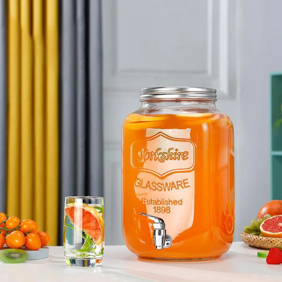 Dispensador De Agua De Vidrio - Recipiente De Vidrio Impermeable Con Grifo,Dispensador De Bebidas - Para Patio Buffets Cumpleaños Navidad Bodas Acción De Gracias Año Nuevo