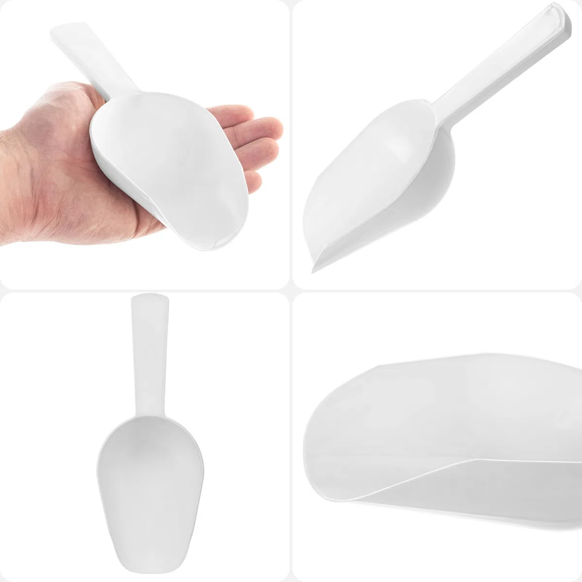 KADAX 2 palas para harina de plástico, pala de pesaje, pequeña pala de llenado, pala de hielo, pala de comida, pala para dosificar harina y azúcar (blanco)