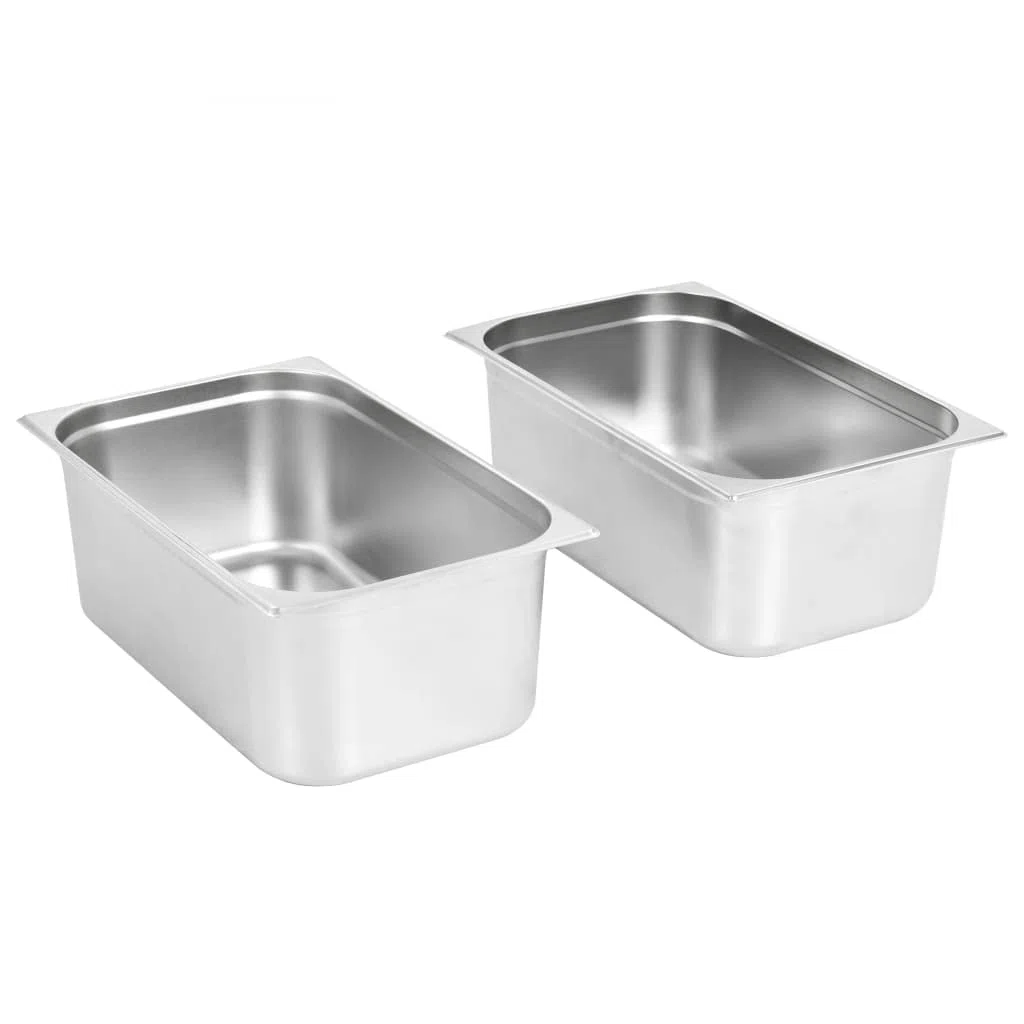 Juego de 2 recipientes gastronómicos GN 1/1 de acero inoxidable de 200 mm de profundidad, 28 litros para Bain-Marie Chafing Dish