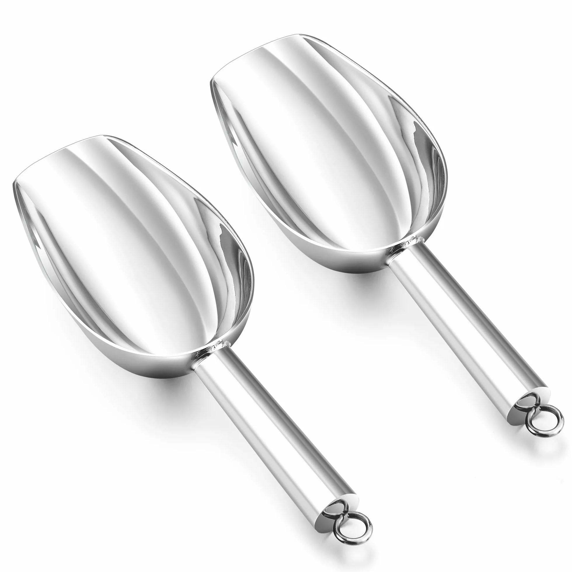 Herogo Cuchara de harina de acero inoxidable 2 unidades pequeña pala de pesaje para harina alimento de café caramelos pala de llenado para cocina bar boda buffet fiesta apto para lavavajillas