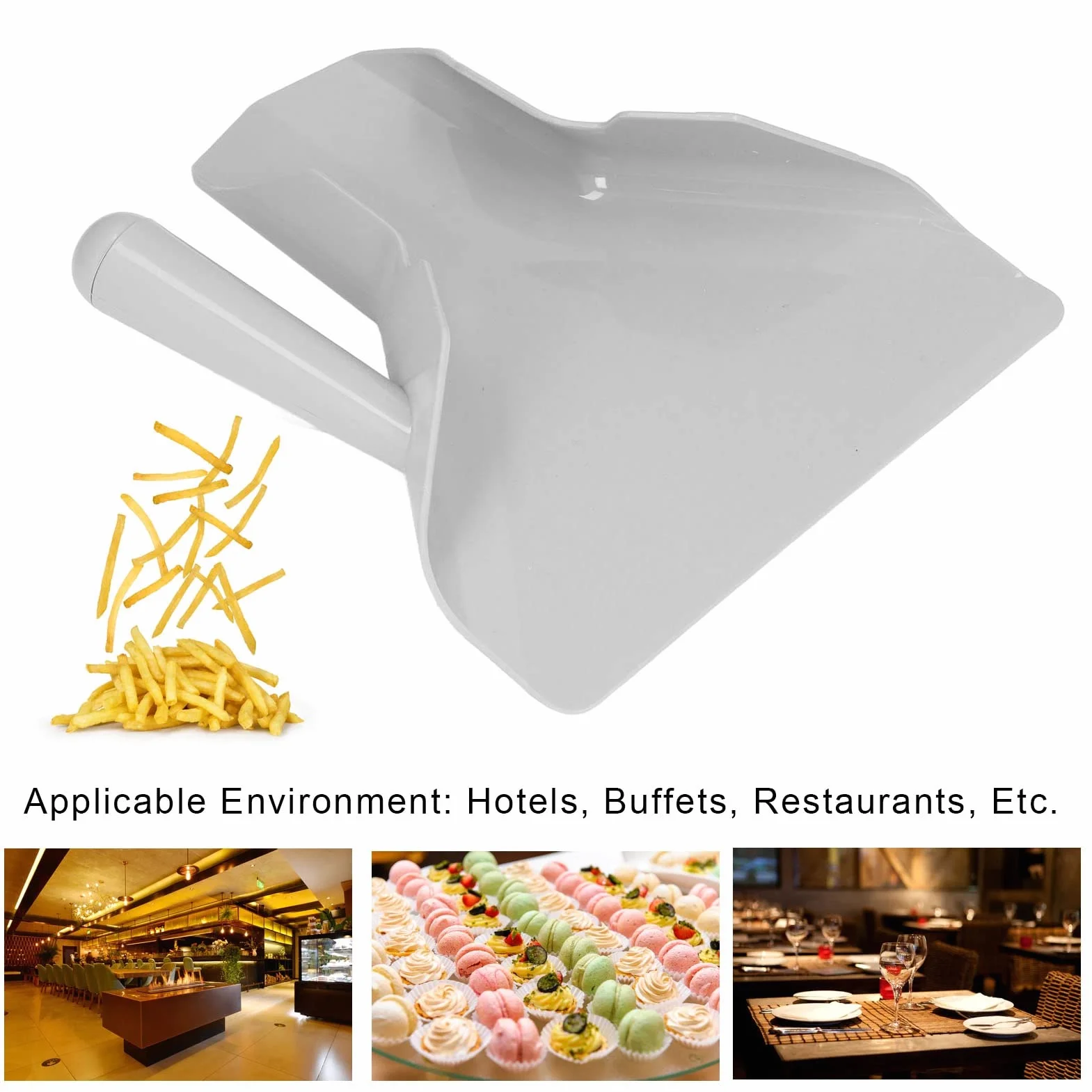 Pala para Patatas Fritas, Pala para Palomitas de Maíz, Espátula Antideslizante para Patatas Fritas, Cuchara para Patatas Fritas para Cubitos de Hielo, Dulces, Utensilios de Cocina