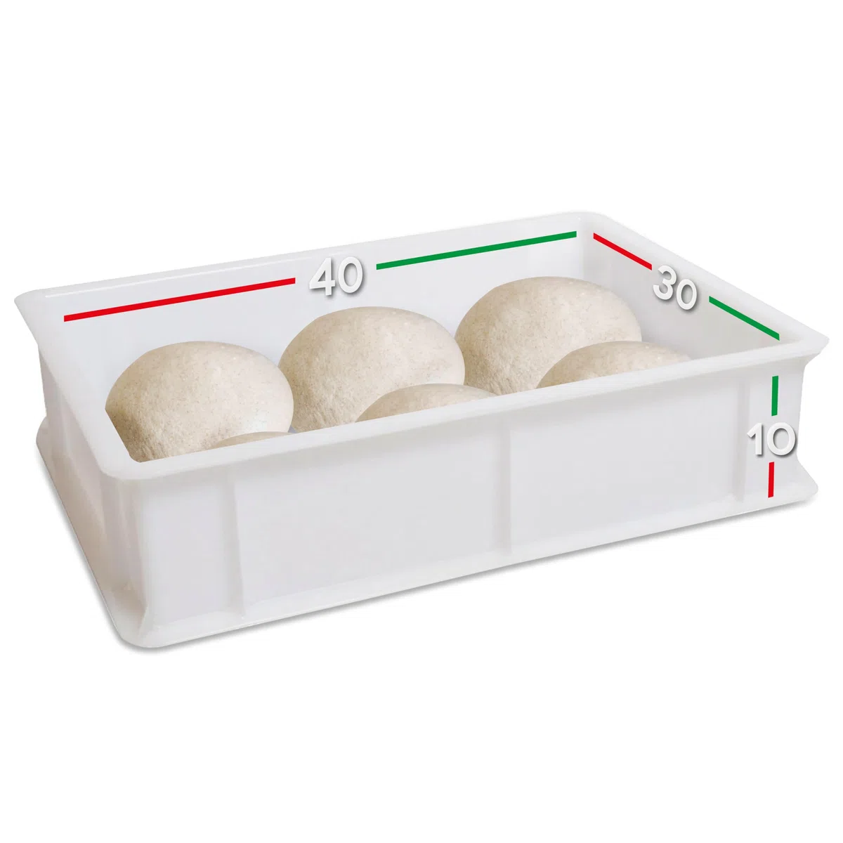 1 bandeja para fermentación de masa, caja contenedor de plástico polietileno porta masa pizza, pan apilable, 12 litros, fabricada en Italia, 30 x 40 x 10 cm (solo bandeja)