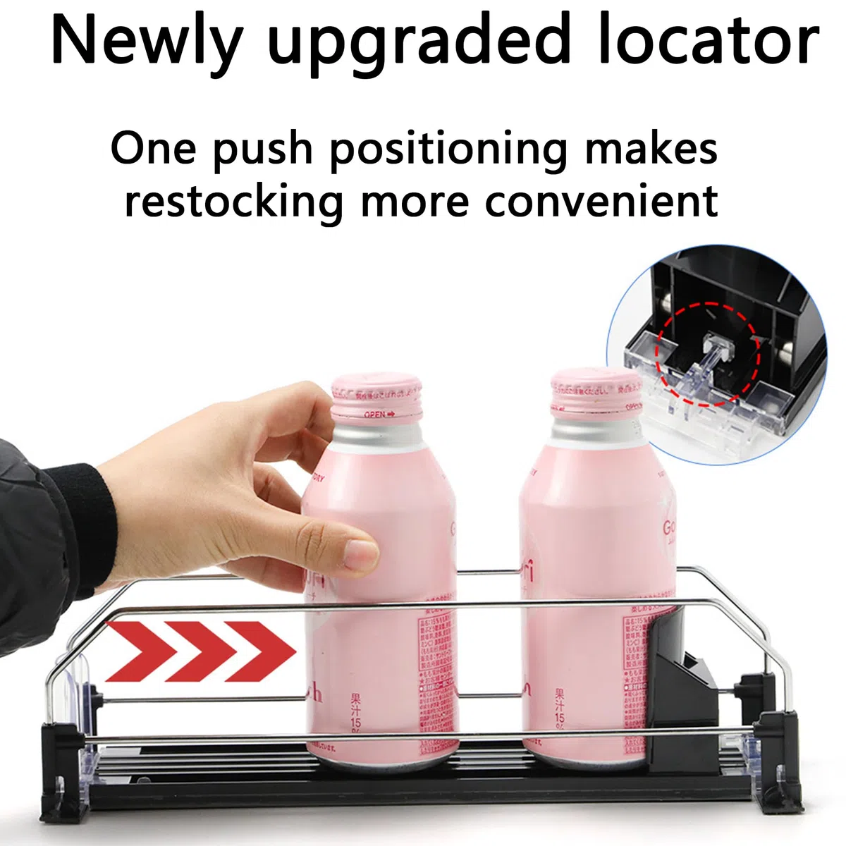 Nevera Dispensador, Automático Dispensador, Organizador De Latas Grande Para Nevera, Barra Doble De Barra Negra, Deslizador Ajustable, Grupo De Tres Filas, 38 * 25 * 8 Cm