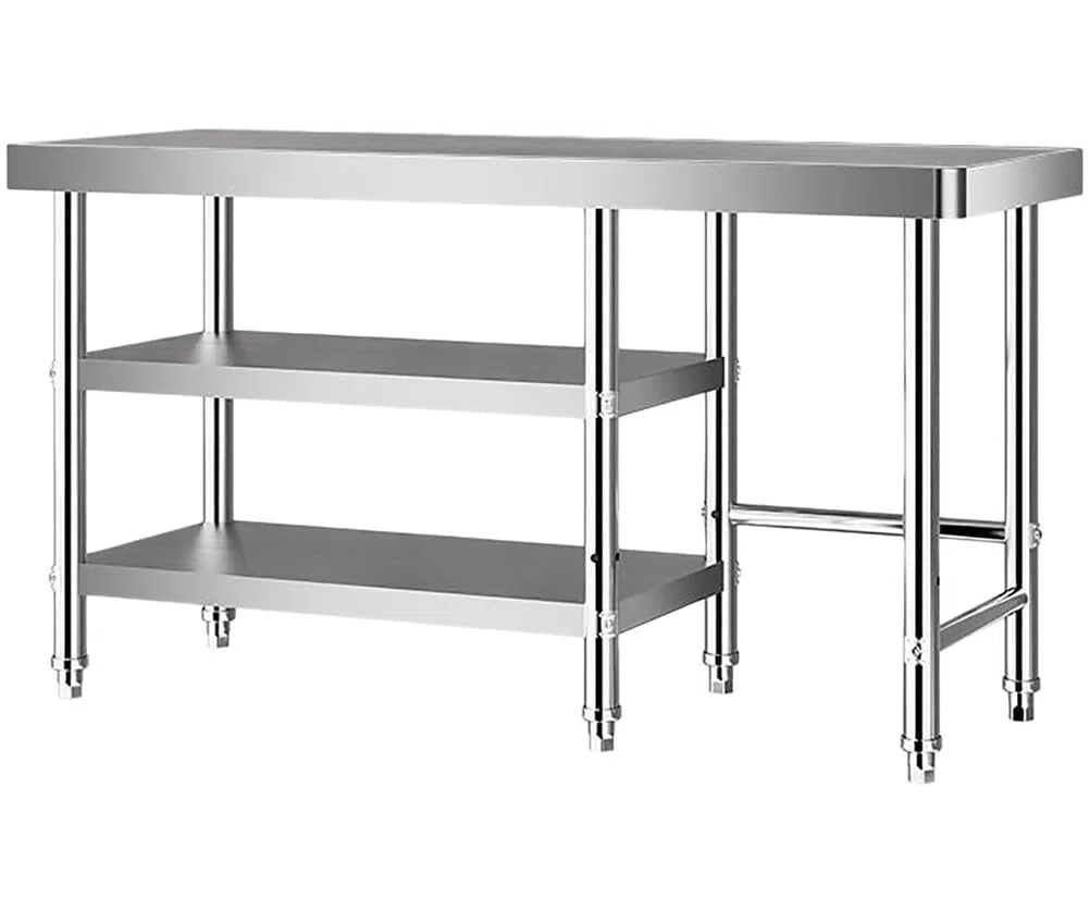 Mesa de trabajo de acero inoxidable de grado comercial, mesa de preparación de alimentos ajustable de 3 niveles para cocina, restaurante y bar, diseño duradero de INOX