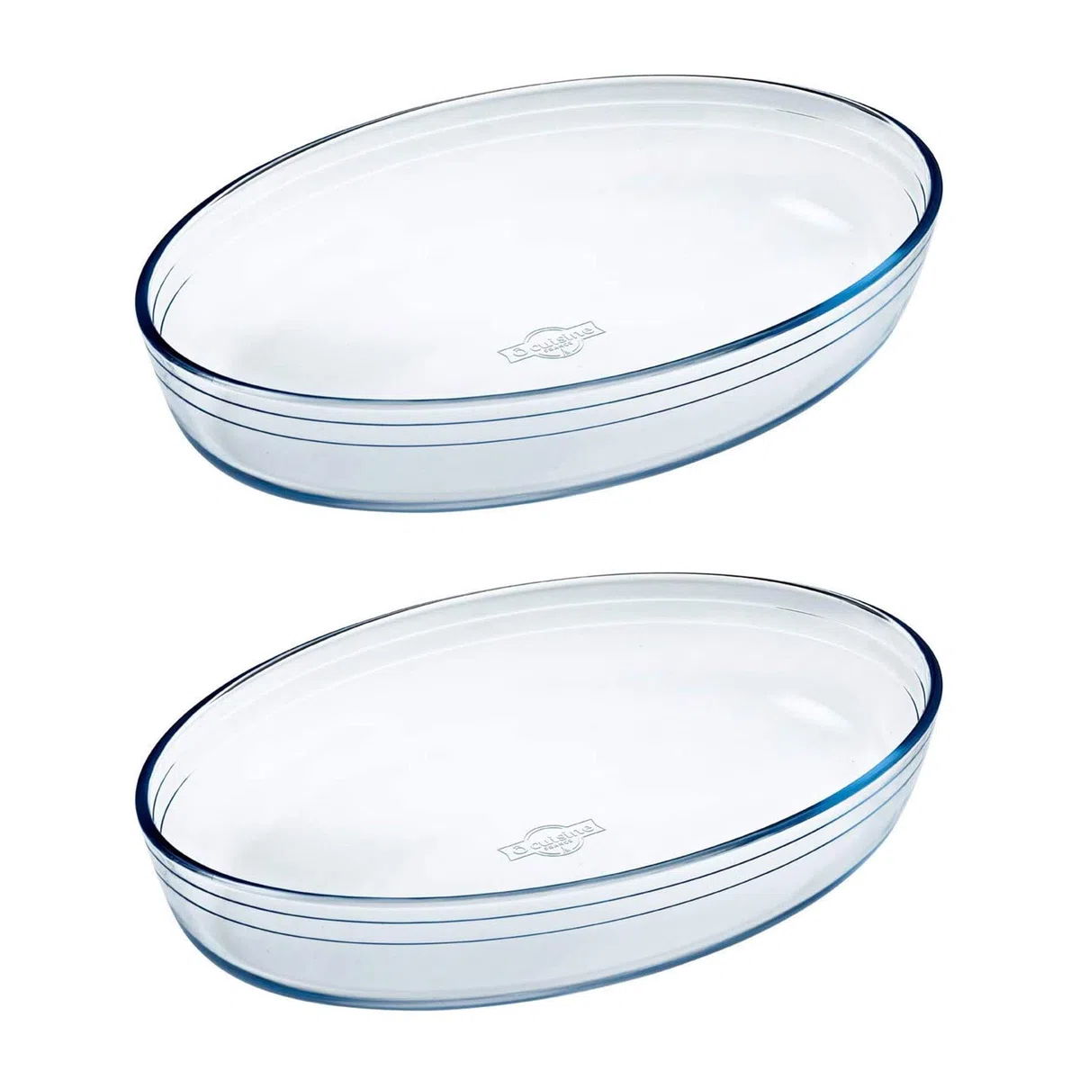 Pyrex O'Cuisine Kitchen - Asador ovalado de cristal para horno (30 x 21 cm, 2,0 L, 2 unidades), transparente