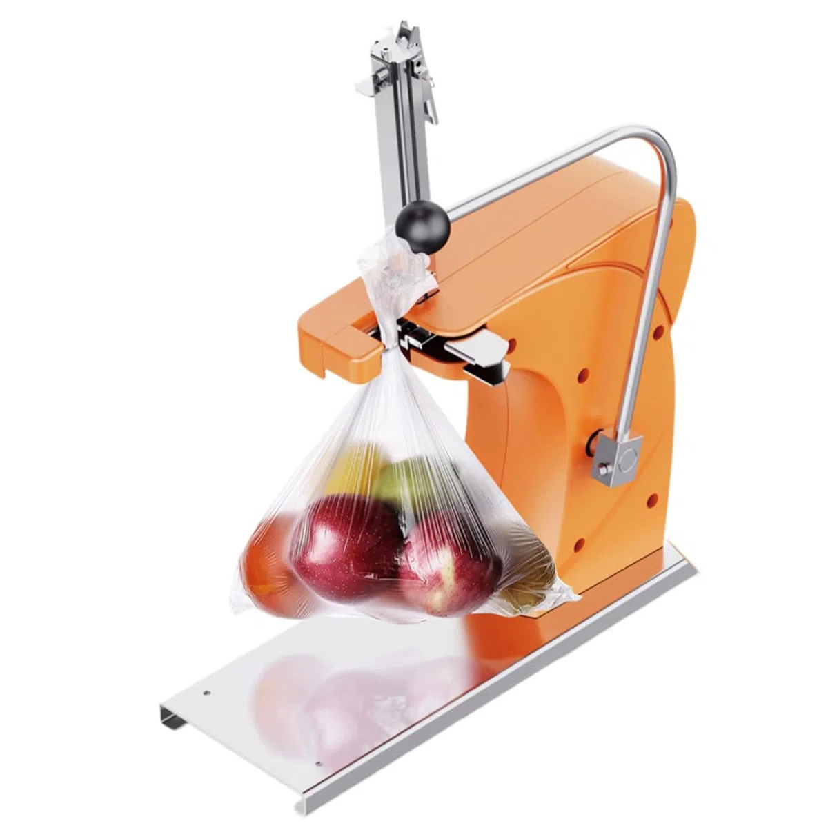 Máquina selladora de bolsas con riel guía de acero inoxidable y grapas para envasado de alimentos