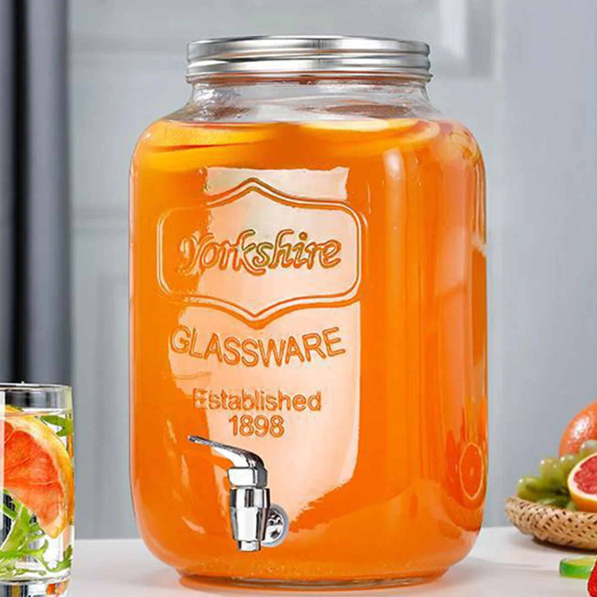 Dispensador De Agua De Vidrio - Recipiente De Vidrio Impermeable Con Grifo,Dispensador De Bebidas - Para Patio Buffets Cumpleaños Navidad Bodas Acción De Gracias Año Nuevo